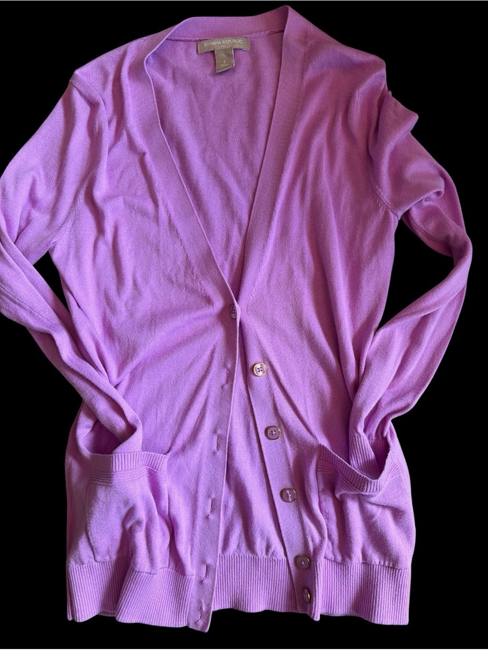 Banana Republic Lavender Button-Front V-Neck Cardigan